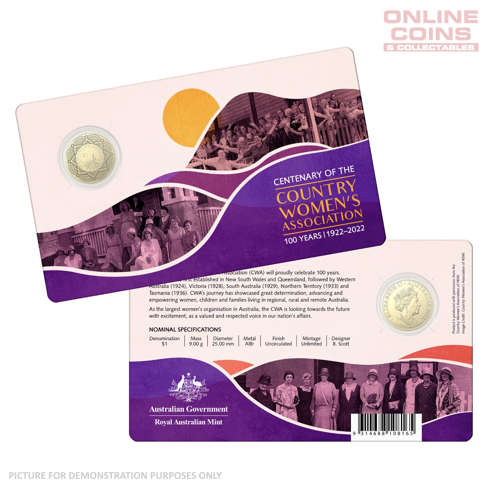 2022 $1 AlBr Uncirculated Carded Coin - Centenary of the Country Women's Association